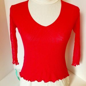 400P NWT Sweet pea Stacy Frati Anthropologie/Nordstrom Hot Pink V-neck Top S